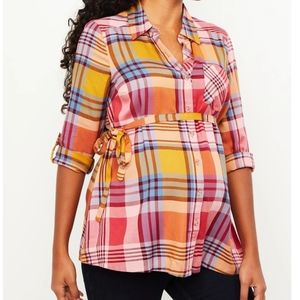 Motherhood Maternity Plaid Convertible Sleeve